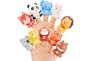AQKILO Animal Finger Puppet Set, Animals Puppet Show Theater Props, Educational, Bath Toys,10 Pieces