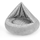JOEJOY Dog Beds for Small Medium Dogs, Cozy Cuddler Luxury Puppy Pet Bed with Blanket Attached, Donut Round Calming Anti-Anxiety Dog Burrow Cave Bed - Anti-Slip Bottom and Machine Washable 26 inch