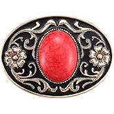 LYTOPTOP Belt Buckle for Women Men│Western Cowgirls Flower Engraved Christmas Halloween Turquoise Belt Buckle Gift