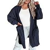 Eytino Plus Size Cardigans for Women Open Front Long Sleeves Lightweight Fall Sweaters with Pockets(1X-5X)