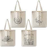 Reginary 4 Pcs Canvas Tote Bag for Women Canvas Shopping Totes Aesthetic Reusable Grocery Bags Gifts(Artistic)
