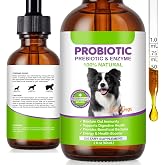 Dog Probiotic, Liquid Probiotics for Dogs, Prebiotic &amp; Digestive Enzymes, Dogs Probiotics Supplement Help Digestive Health, Immune Support, Diarrhea Relief, Dog Herbal Supplements 60ml