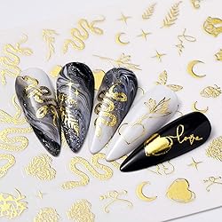 Gold Animal Nail Art Stickers, Butterfly Leopard