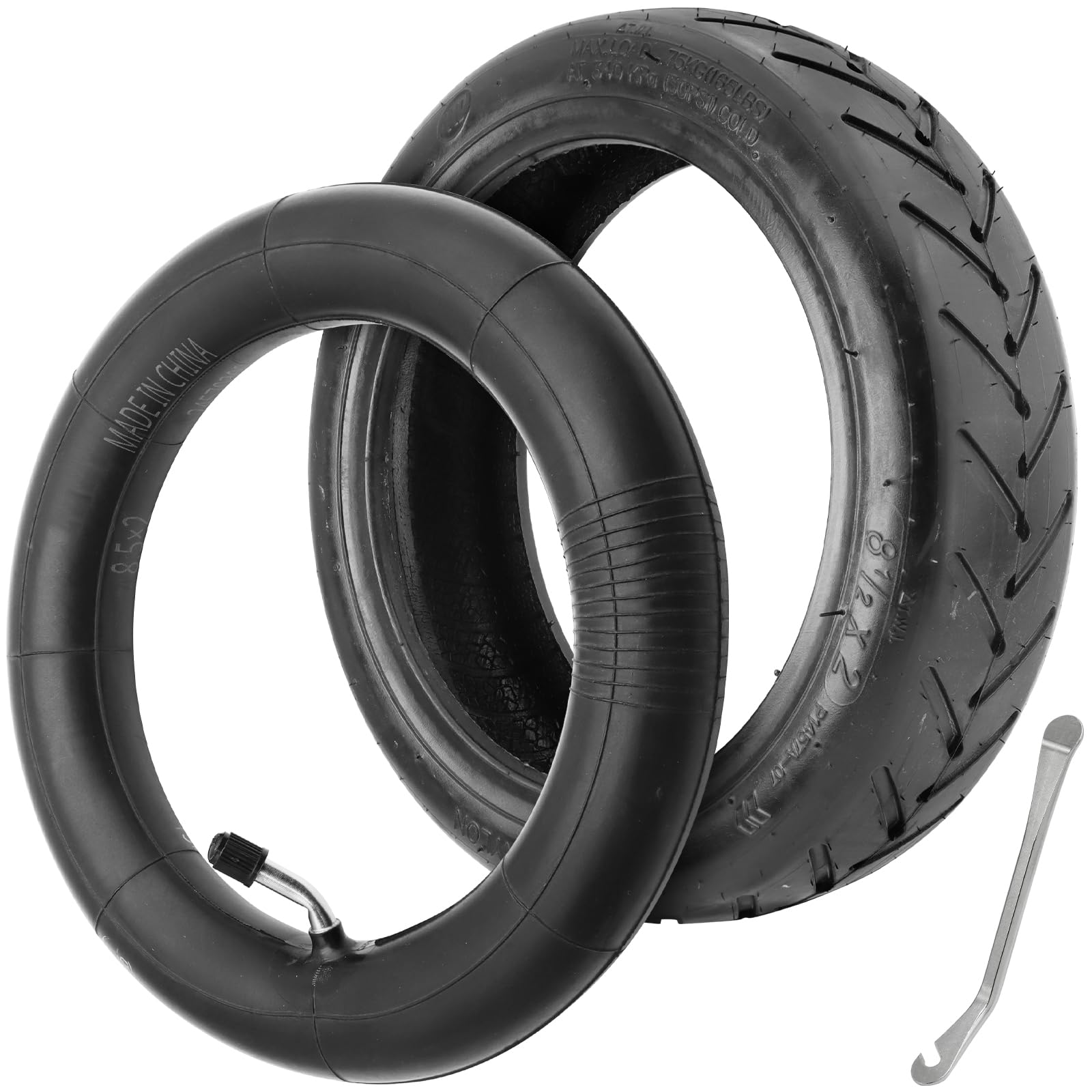 Xisair 8.5 Inch Outer Tire and Inner Tubes for Electric Scooter Double Thicken Inflatable Inner Tubes Slip-resistant and Shock-absorbing Outer Tyres 8 2/1 x 2 Front/Rear Replacement Rubber Tires