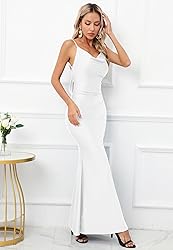 Capuffy Women Drape Neck Formal Maxi Dresses Lace