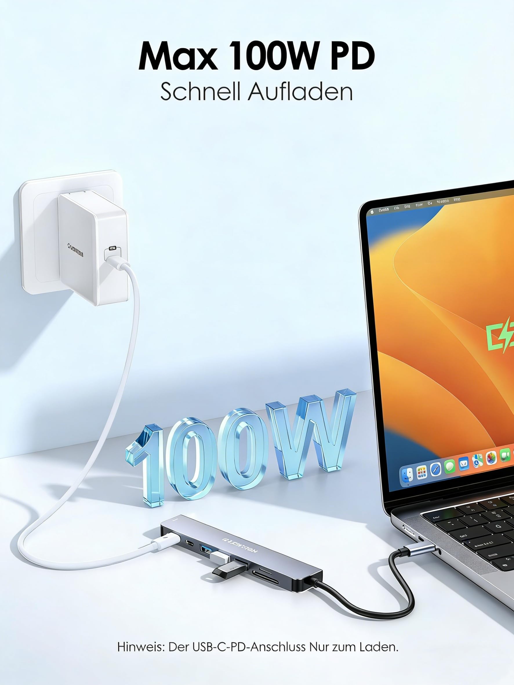 LENTION USB C Hub mit 4K60Hz HDMI, 100W PD, SD/TF Kartenleser, Typ-C Datei, USB 3,0 Adapter auf USB-C, für 2025-2016 MacBook Pro, Neues Mac Air, iPhone 17/16/15 Plus Pro Max, Thunderbolt 3/4 5