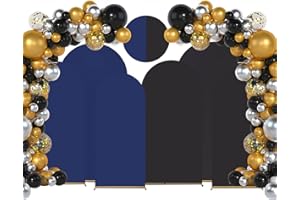 PSASRM Set of 3 Wedding Arch Covers - 7.2ft, 6.6ft, 6ft - Double Color Spandex Fitted for Birthday Party, Baby Shower - Black & Dark Blue