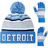 Vintage Classic Skull Cap 3D Embroidery Beanie Hat Cuffed Winter Hat Knit Comes with Warm Gloves Gifts for Men Women Fans