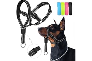 Weesiber No-Pull Dog Head Halter - Adjustable Dog Muzzle Leash, Padded Head Collar for Dogs to Prevent Heavy Pulling On The Leash(Black,L)