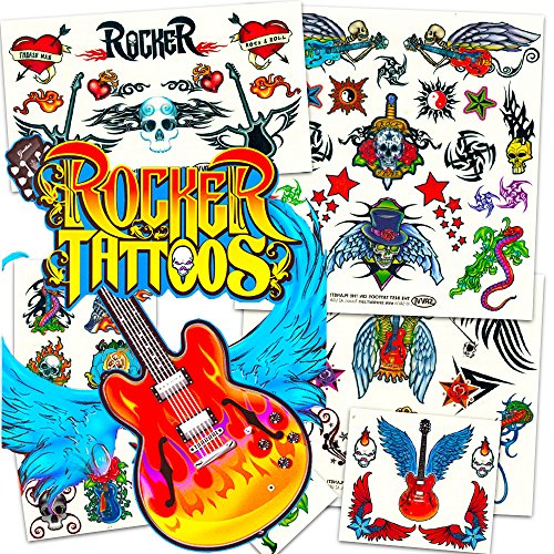 Rock Star Temporary Tattoos Party Favor Set (58 Rocker Tattoos)