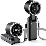 EasyAcc Portable Handheld Turbo Fan 5 Speeds 4000mAh USB-C Rechargeable Black