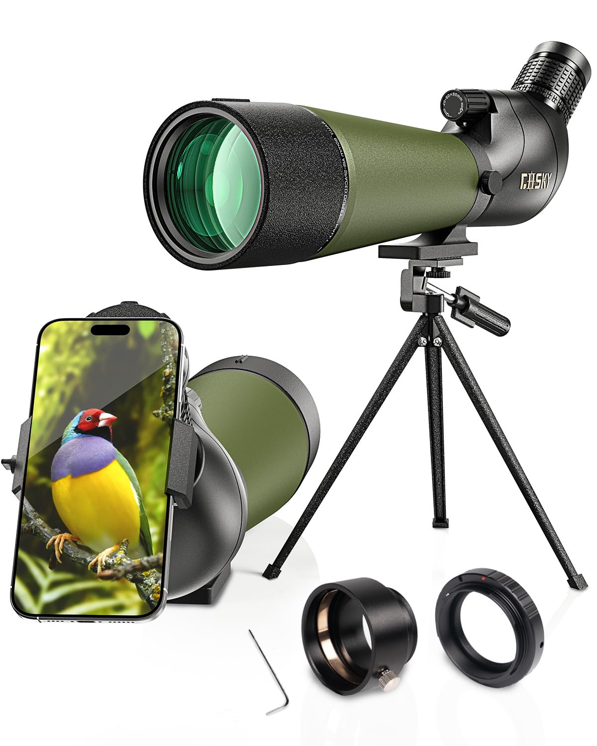 Photo 1 of Gosky Updated 20-60x80 Spotting Scope with Tripod, Carrying Bag - BAK4 Angled Scope for Target Shooting Hunting Bird Watching Wildlife Scenery (Phone Mount+SLR Mount Compatible with Canon) 1