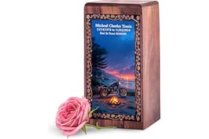 KARYLIZ Motorcycle Urn for Adults - Engraved Wooden Urn for Ashes for Women - Wooden Cremation Urns for Human Ashes Adult Mal