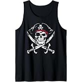 Pirate Calico Jack Sword Flag Jolly Roger Graphic Tank Top
