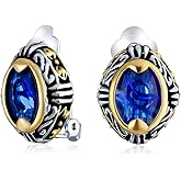 Bali Balinese Black Clear Crystal Vines Scroll Half Hoop Clip On Earrings Non Pierced Ears For Women Black Oxidized Silver Plated