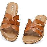 mazeskin Womens Memory Foam H-Band Summer Dressy Flat Slide Sandals