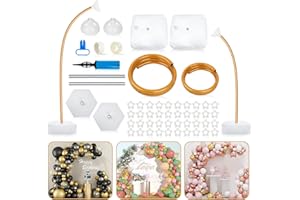 ASTILAZO Adjustable Balloon Arch Kit - 8.2FT & 5FT Free Bending Shape, Sturdy Stand with Base - Ideal for Weddings, Birthdays, Baby Showers, Party Decorations (Gold)