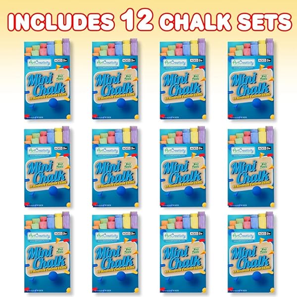 ARTCREATIVITY 288 COUNT MINI CHALK SETS FOR KIDS (24 BOXES) NON-TOXIC SUMMER ART AND CRAFT SUPPLIES – SMALL INDIVIDUAL CHALK PACKS IN BULK FOR CLASSROOM GIFTS, SCHOOL SUPPLIES, AND SUMMER PARTY FAVORS