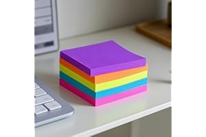5PCS Super Sticky Notes, 2.96x2.96 in, Note Paper for Office Desk Study Planning Writing Reminders, Rose Red,Orange,Yellow,Bl