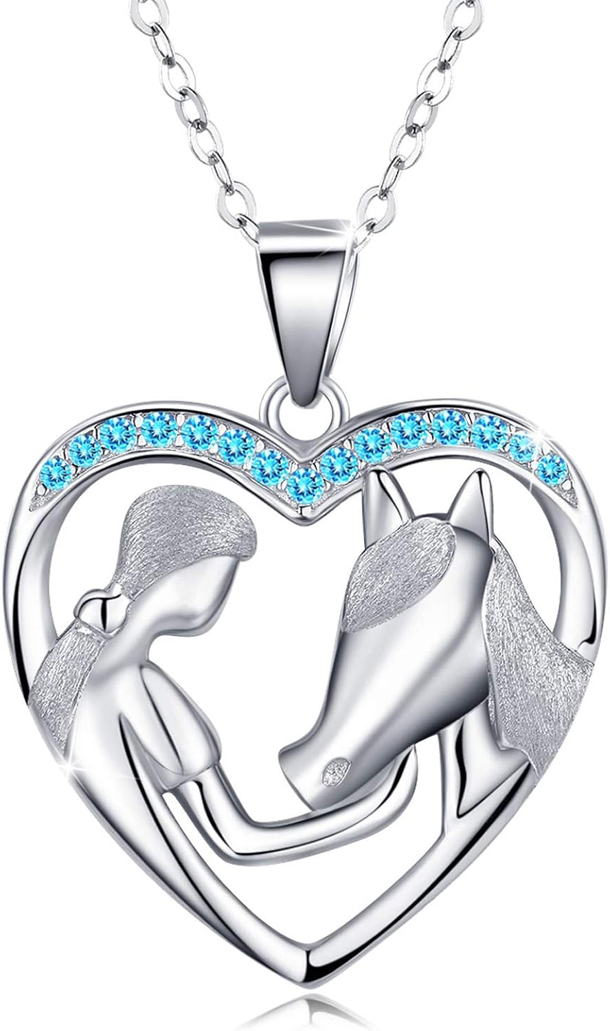 MEDWISE Horse Pendant Necklace Jewelry Gifts for Women Girls Silver