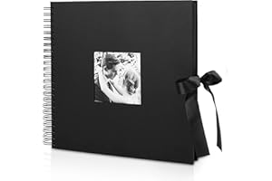 INNOCHEER Photo Album Scrapbook - Photo Album Self Adhesive 80 Black Pages, Large Photo Album Scrap Book Wedding Guest Book for DIY Anniversary Travel Memory Scrapbooking (Black 10X10)