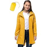 33,000ft Women's Waterproof Long Rain Coats Packable Rain Jacket with Hood Trench Coats Windbreaker