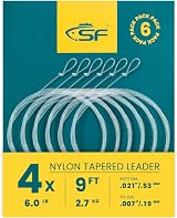 SF 9FT 4X Pre-Tied Loop Fly Leader Nylon Trout Leader 6.0 lb