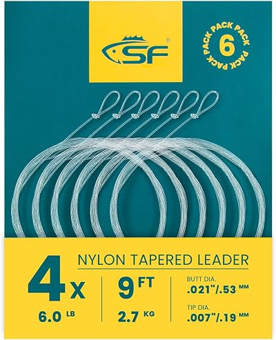 SF 9FT 4X Pre-Tied Loop Fly Leader Nylon Trout Leader 6.0 lb
