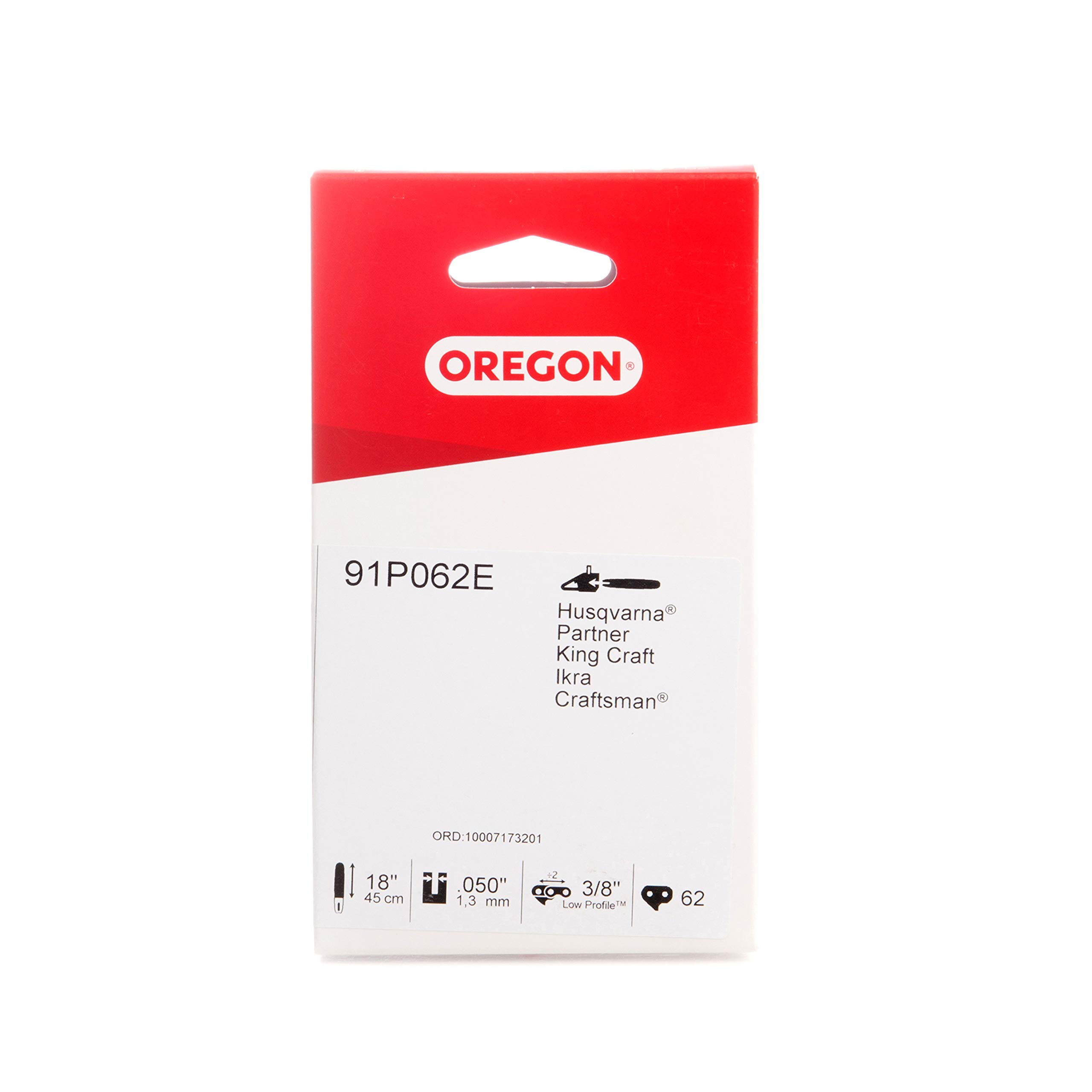 Oregon Chainsaw Chain 3/8" LP Pitch, .050" (1.3 mm) Gauge for 18" (45cm) Bar, 62 Drive Links - Low-Kickback Replacement Saw Chain, Fits Husqvarna, Mac Allister, Bosch and More