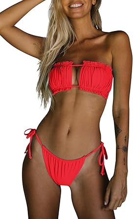 red tie bikini top