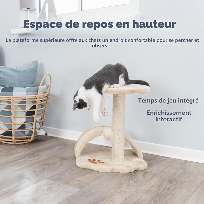 Arbre à chat Vitoria compact – Beige/naturel – 43 cm