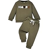 Aenbilo Toddler Baby Boy Clothes Letter Crewneck Fall Boy Winter Outfits Sweatshirt Long Sleeve Pants Clothes Set 6 Month-4T
