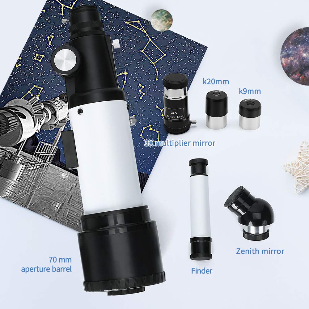 Telescopio Astronomico Zoom HD serie 400/70 mm di Ingrandimento con Treppiede, Portatile, con Zaino e Adattatore per Smartphone per Adulti, Bambini e Principianti - Ranipobo