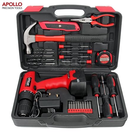 Hi-Spec 26-teiliges Haushalts-Werkzeug-Set inklusive 12V Akku-Bohrschrauber mit 800 mAh Ni-MH Akku