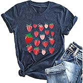 Ykomow Strawberry Tshirt Womens Cute Fruit Tshirt Feeling Berry Good Graphic Tees