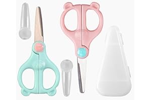 ARCHIKING Baby Food Scissors Kicthen Shears,Kids Scissors Stainless Steel Scissors with Travel Storage Case - Ideal for Cutting Meat, Chicken, Vegetables, and Fruits(2Pack)
