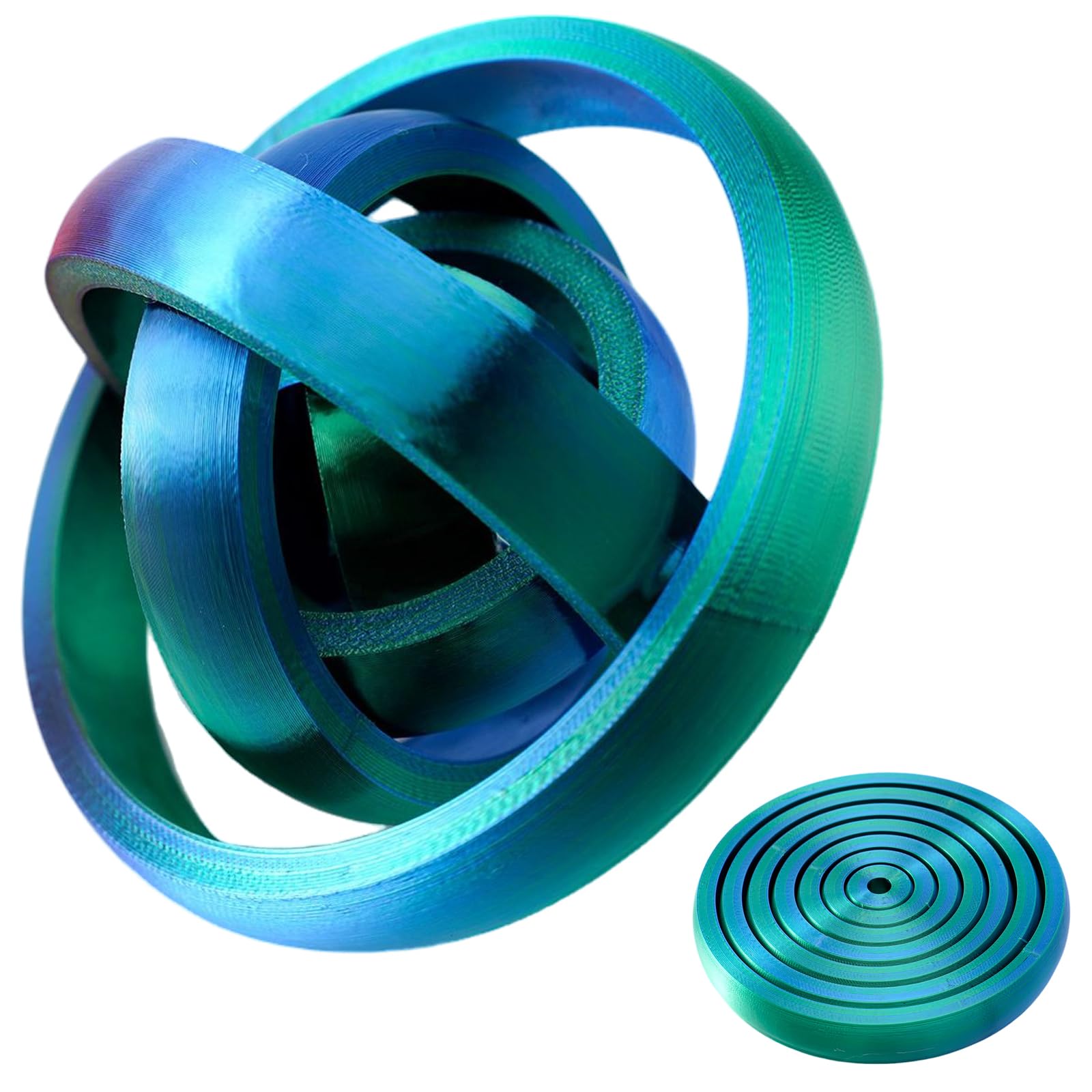 3D Printed Fidget Toy for Adults & Kids - Steampunk Interstellar Sphere with 360° Rotation, Stress Relief Desk Toy, PLA Spiral Galaxy Spinner (9.5cm) for Office & Home Use (Green)