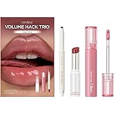 rom&nd Volume Hack Trio Sweet Fig Set | Korean Lip Combo for Plump, Hydrated & Glossy Lips | 3-in-1 Kit