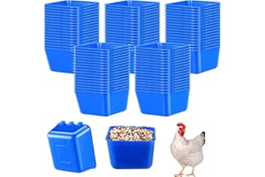 Maxdot 50 Pcs Cage Cups Chicken Feeder Cups 16 oz Hanging Bird Food Water Bowl Bunny Cage Feeding Dish for Pet Parrot Rooster Parakeet Gamefowl Poultry Pigeon(Blue)