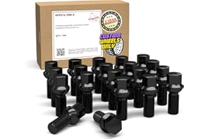 Wheel Accessories Parts 20 Pcs M14 x 1.5 Thread Ball Seat Lug Bolt Black Finish 28mm Shank Length 17mm Hex fits Mecedes-Benz C-Class EQB-Class EQE-Class GLA-Class GLB-Class SL-Class