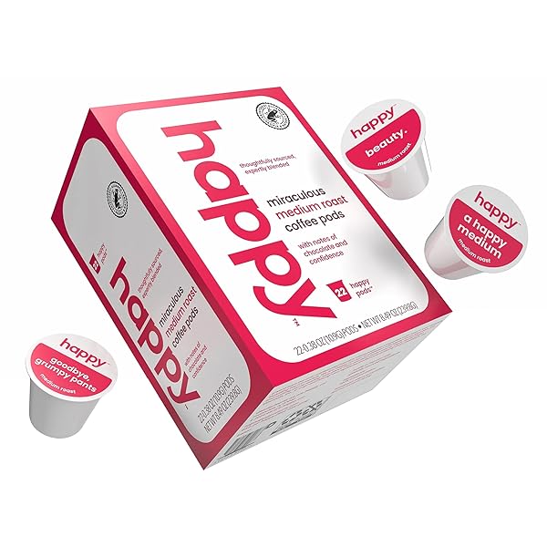 HAPPY COFFEE MEDIUM ROAST COFFEE PODS, 22 COUNT,...