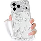 NITITOP for iPhone 17 Pro Max Case Cute Clear Flower Floral - White | Stylish, Aesthetic, For girls women, Girly, Precision camera cutouts, Soft TPU, Shockproof, Slim fit
