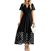 Simplee Womens Summer Maxi Dress 2026 V Neck Empire Waist Long Flowy Boho Dresses with Pockets