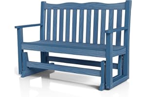 Stoog Outdoor Glider Bench, All-Weather HIPS Patio Glider with 800 lbs Weight Capacity, Never Fade or Rot, Outdoor Rocking Bench Chair for Porch, Backyard, Blue