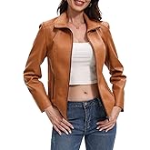 CHIGUO Faux Leather Jacket for Women Motorcycle Fashion Zip Up Coat Trendy Going Out Jackets