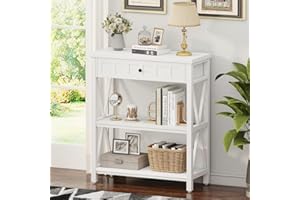 FATORRI 3 Tier Bookshelf with Drawer, Small Wood and Metal Bookcase for Small Spaces, Low Book Shelf and Short Book Case for 