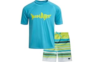 Big Chill Boys Rash Guard Set - 2 Piece UPF 50+ Quick Dry Sun Protection Swim Shirt and Swimming Trunks (Sizes: 4-14)