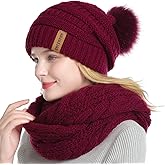 QUEENFUR Winter Women Thick Cable Knit Ribbed Infinity Circle Loop Scarf