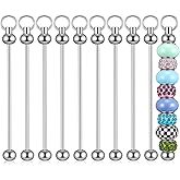 Xyembu 10Pcs Blank Beadable Keychain Bars Metal Blanks Keychain Making Supplies DIY Bead Bar Charms Detachable Key Chain Accessories for Jewelry Making Pendant DIY Crafts