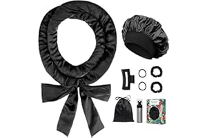 Gwabee Satin Heatless Curls Overnight Hair Curlers to Sleep In Hair Curler Rollers No Heat Hair Wrap for Curls Headband, 70" Satin Heatless Curling Rod Set for Women Long Waves Hair Volume -Black 9PCS